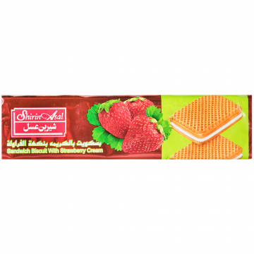 بیسکویت کرم دار توت فرنگی شیرین عسل 120 گرمی